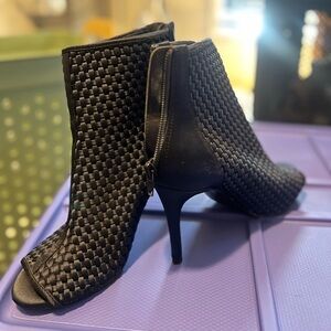 Elegant Black Woven Ankle Boots